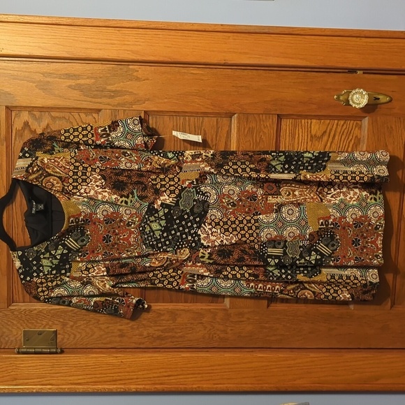 NWT Roz & Ali 3/4 Sleeve Fit & Flare Patchwork Dress - Picture 5 of 10